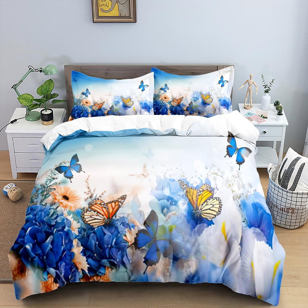 Butterfly Bedding Set Twin Size for Girls Kids Teens 3 Piece Bed in A