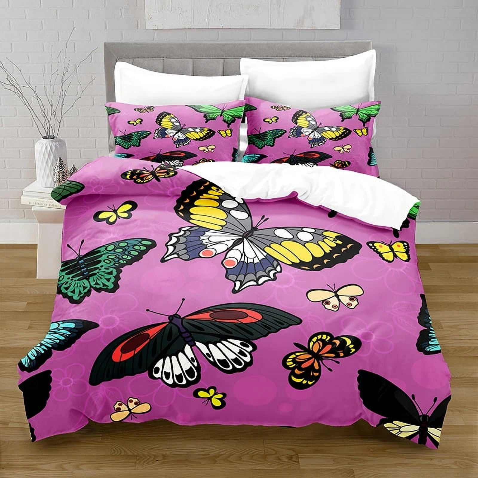 Butterfly Bedding Set Twin Size for Girls Kids Teens 3 Piece Bed in A