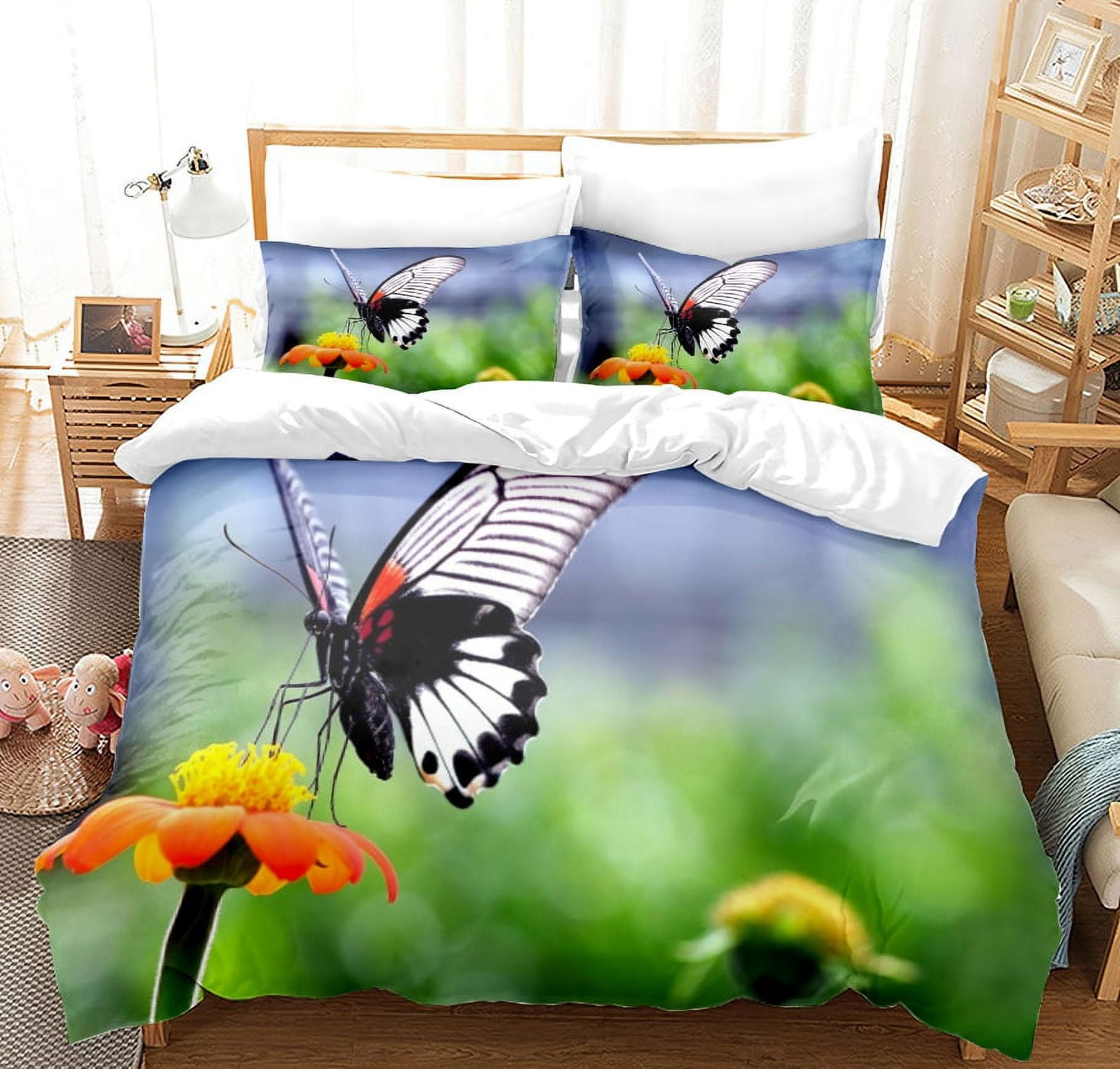 Butterfly Bedding Set Twin Size for Girls Kids Teens 3 Piece Bed in A