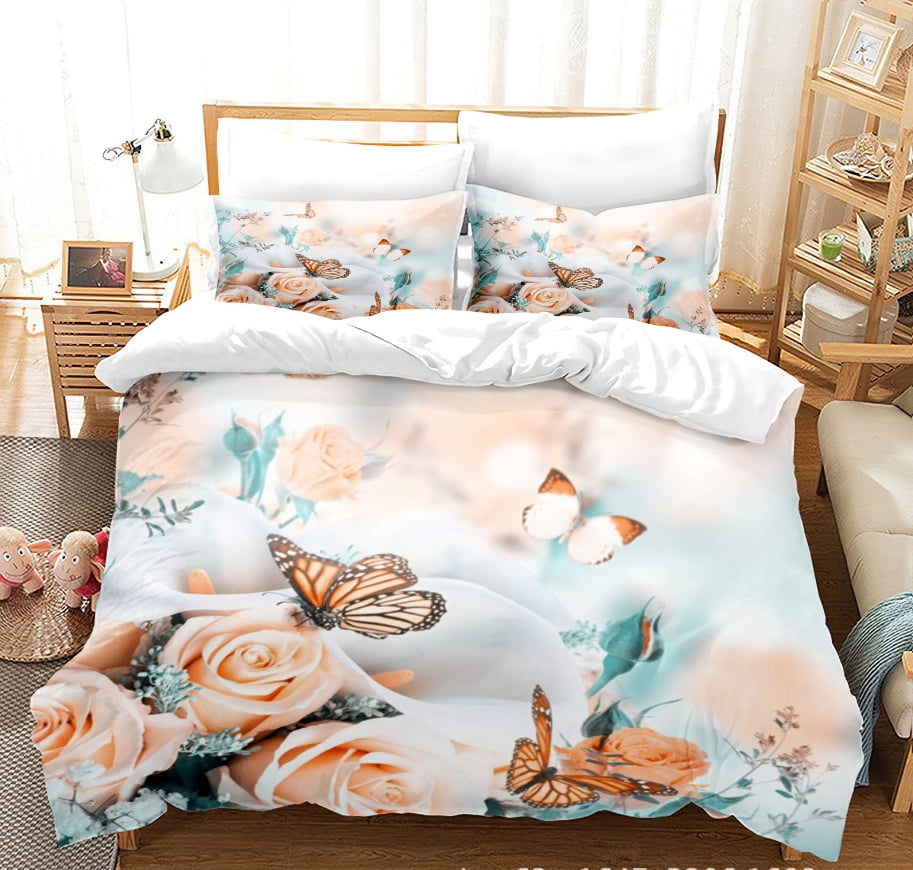 Butterfly Bedding Twin Size,Duvet Cover Set for Girls Kids Teens,3D