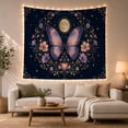 thumbnail image 1 of Butterfly Beneath a Full Moon and Floral Wreath, Dreamy Boho for Celestial Art Lovers, Botanical Wall Art, Housewarming Gift, Tapestry Wall Hanging for Bedroom and Living Room, 1 of 7