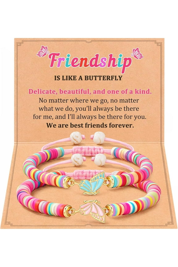 Butterfly Best Friend Matching Bracelets for 2 Friendship Gifts