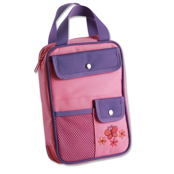 Butterfly Bible Cover for Girls, Bible Organizer, Zippered, with Handle, Canvas, Pink/Purple, Medium, (Hardcover)