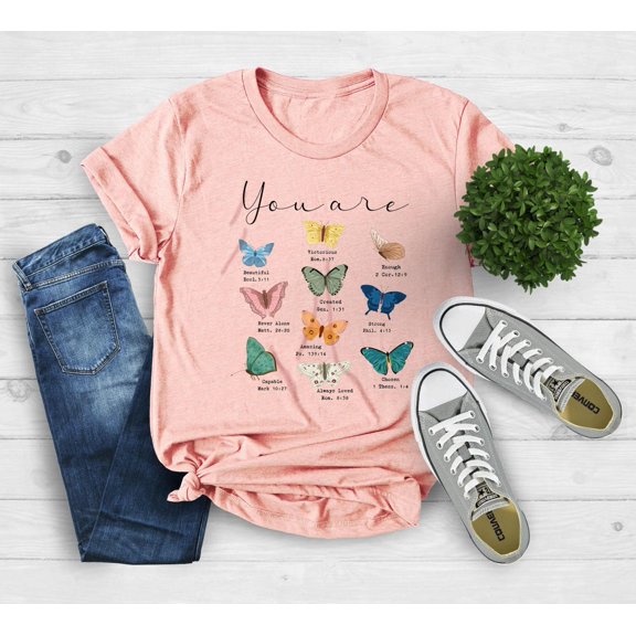 Butterfly Bible Verse Shirt, Christian Shirt, Religious Shirt, Mom, Positive Sayings Shirt, Butterfly Lovers Gift, Mothers Day Gift All Size S-5Xl