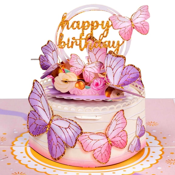Butterfly Birthday Cake Pop Up Card