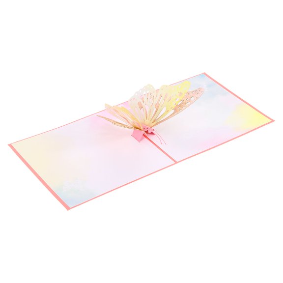 Butterfly Birthday Card, Pop-Out Birthday Card Gift Card Funny Happy Birthday 3D Butterfly Flower with Envelope,Yellow