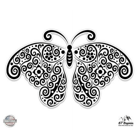 Butterfly Black - 8" Vinyl Sticker - For Car Laptop I-Pad - Waterproof Decal