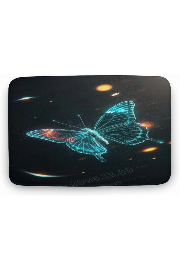 Butterfly with Black Background Bath Rug for Nature Lovers, Soft Plush Microfiber Non-Slip Mat for Bedroom, Bathroom, or Office, Nature Gift, 16 x 24 in