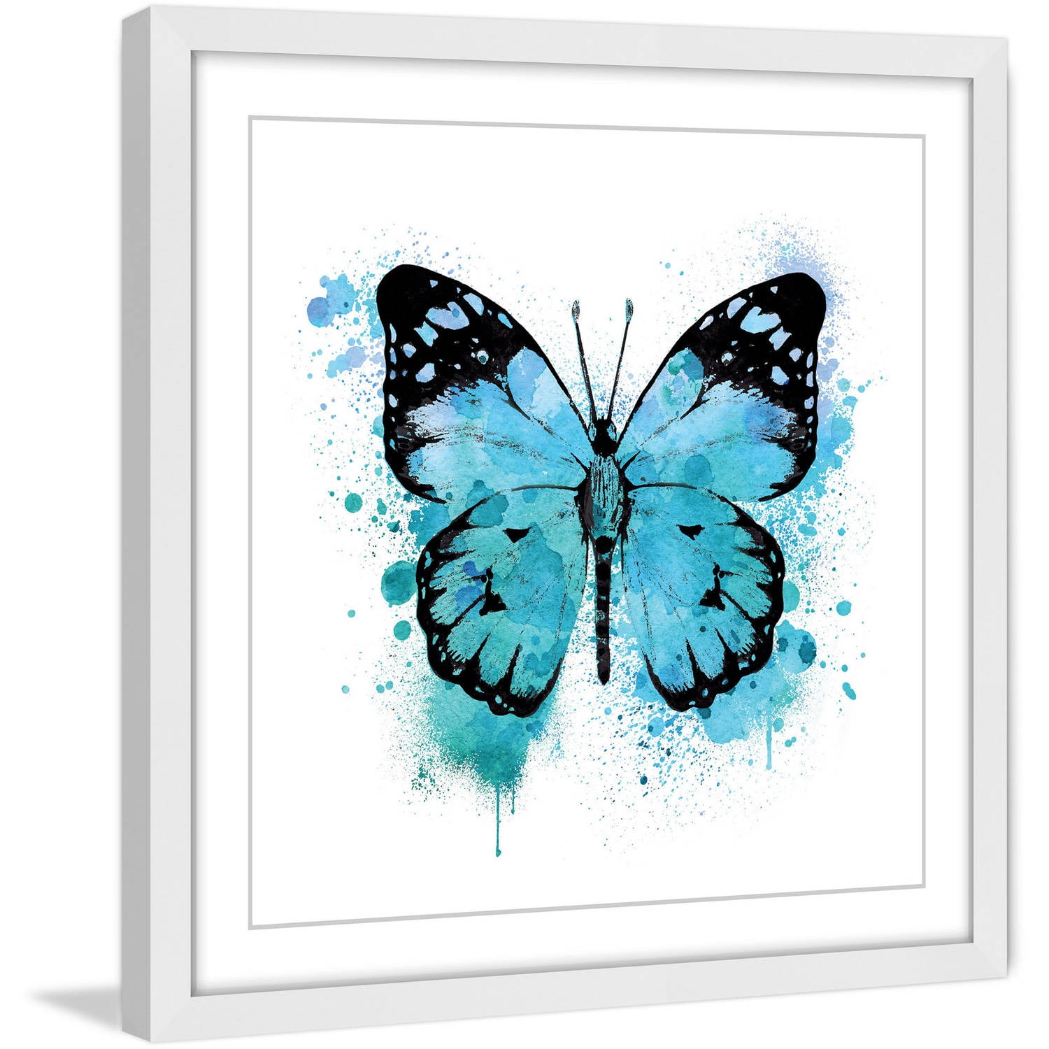 Black and Blue Butterfly Canvas Print, 14" x 14"