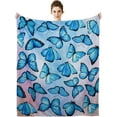thumbnail image 1 of Butterfly Blanket 50"x60" Blue Butterfly Throw Blankets Butterfly Gifts Stuff for Women Girl Super Cozy Soft Blanket for Bedroom Living Room Sofa, 1 of 6
