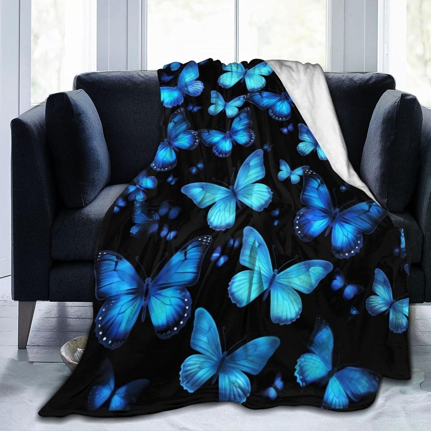 Striped Butterfly Print Blanket main image 1