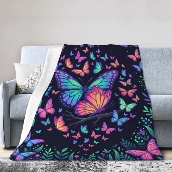 Butterfly Blanket, Beautiful Butterfly Throw Blanket, Ultra Soft Cozy Flannel Blanket for Bed Couch Sofa 50x40