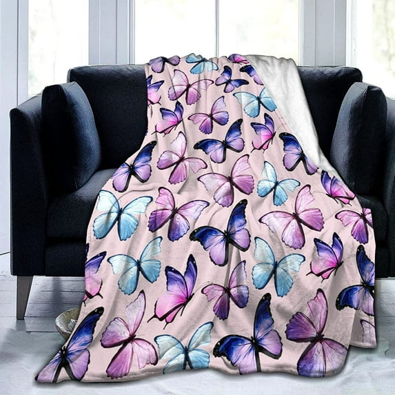 Butterfly Blanket Beautiful Butterfly Throw Blanket Ultra Soft Flannel Butterflies Blanket Gifts for Kids Adults 50"X40"