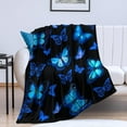 thumbnail image 1 of Butterfly Blanket Blue Butterflies Throw Blanket Ultra Soft Flannel Beautiful Butterfly Blanket Gifts for Adults Kids 80"x60", 1 of 6