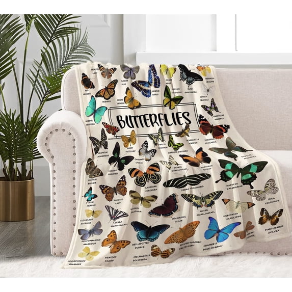 Butterfly Blanket for Boys Girls, Ultra Soft Butterfly Throw Blanket for Butterfly Lovers, Lightweight Cozy Kids Butterfly Gifts Blanket for Christmas Bed Couch Sofa 40x50in