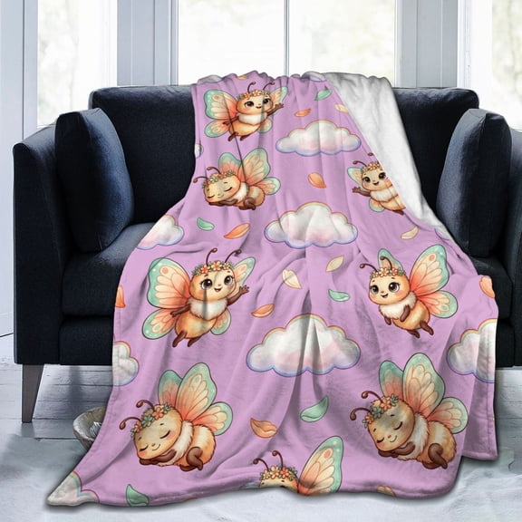 Butterfly Blanket Butterfly Gifts, Soft Cozy Flannel Fleece Throw Blanket, Home Decor Accessory, Lightweight Warm Plush Couch Blanket for Sofa Travel Office, All Season Flannel Wrap 50x40
