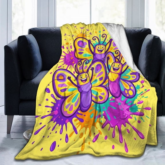 Butterfly Blanket Butterfly Gifts, Soft Cozy Flannel Fleece Throw Blanket, Home Decor Accessory, Lightweight Warm Plush Couch Blanket for Sofa Travel Office, All Season Flannel Wrap 50x40