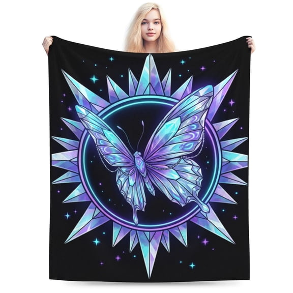Butterfly Blanket Butterfly Gifts, Soft Cozy Flannel Fleece Throw Blanket, Home Decor Accessory, Lightweight Warm Plush Couch Blanket for Sofa Travel Office, All Season Flannel Wrap 50x40