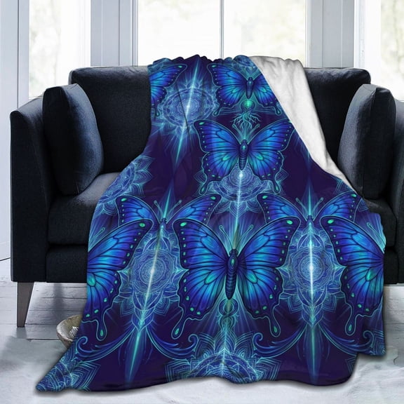 Butterfly Blanket Butterfly Gifts, Soft Cozy Flannel Fleece Throw Blanket, Home Decor Accessory, Lightweight Warm Plush Couch Blanket for Sofa Travel Office, All Season Flannel Wrap 50x40
