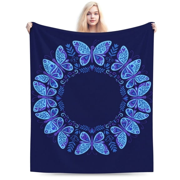 Butterfly Blanket Butterfly Gifts, Soft Cozy Flannel Fleece Throw Blanket, Portable Warm Couch Blanket for Sofa Travel Office, All Seasons Flannel Wrap 50x40