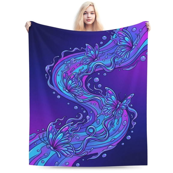 Butterfly Blanket Butterfly Gifts, Soft Cozy Flannel Fleece Throw Blanket, Portable Warm Couch Blanket for Sofa Travel Office, All Seasons Flannel Wrap 50x40