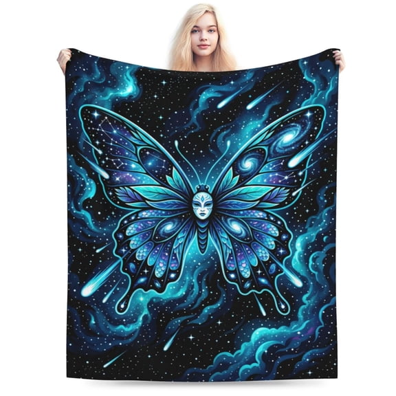 Butterfly Blanket, Elegant Nature Themed Throw, Soft Plush Fleece Gift for Women, Decorative Butterfly Print for Living Room Sofa and Office Chair 50x40