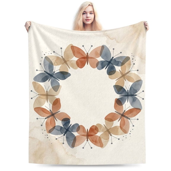 Butterfly Blanket Flannel Fleece Throw, Cozy Soft Gift for Women, Portable Warm Wrap for Office and Home Chair, All Season Plush Throw 50x40