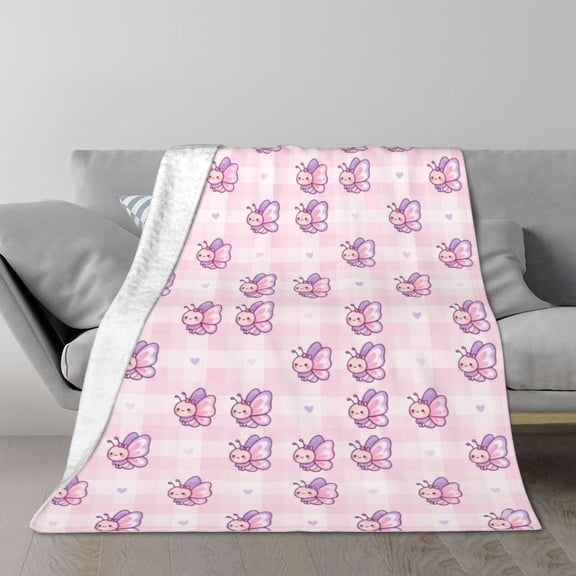 Butterfly Blanket Flannel Fleece Throw, Cozy Soft Gift for Women, Portable Warm Wrap for Office and Home Chair, All Season Plush Throw 50x40