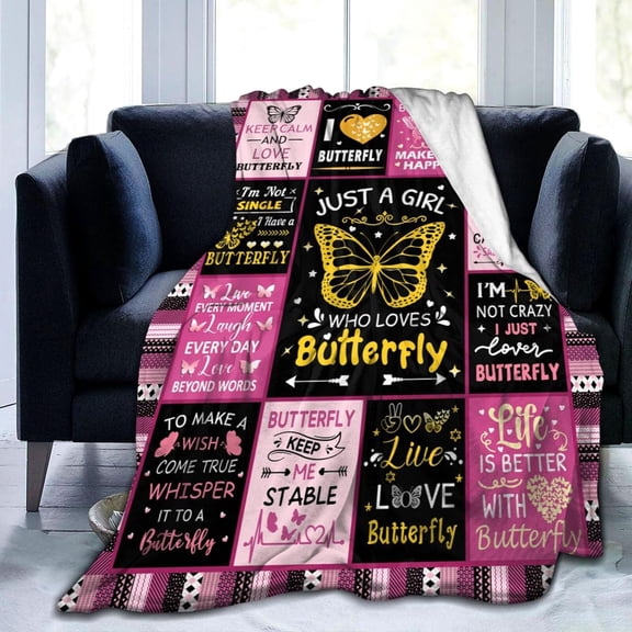Butterfly Blanket Flannel Soft Cute Penguins Throw Blankets Animal Penguin Gifts Decor for Girls 50"X40"
