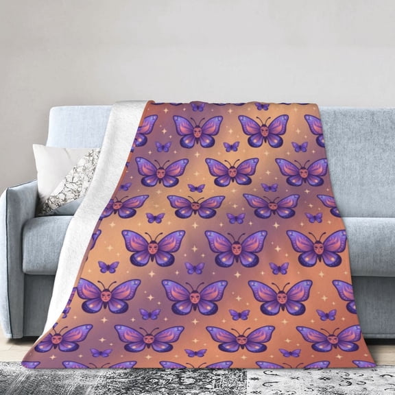 Butterfly Blanket, Flannel Throw, Warm Cozy All Season Blanket for Sofa, Couch, Chairs and Bed 50x40