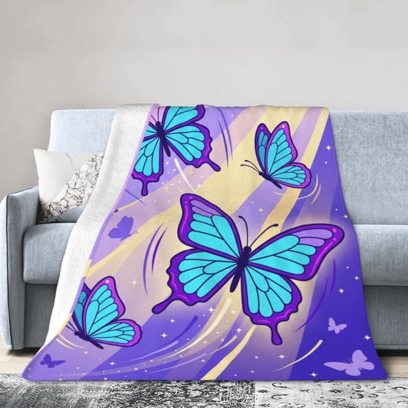 Butterfly Blanket, Flannel Throw, Warm Cozy All Season Blanket for Sofa, Couch, Chairs and Bed 50x40