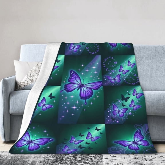 Butterfly Blanket, Flannel Throw, Warm Cozy All Season Blanket for Sofa, Couch, Chairs and Bed 50x40