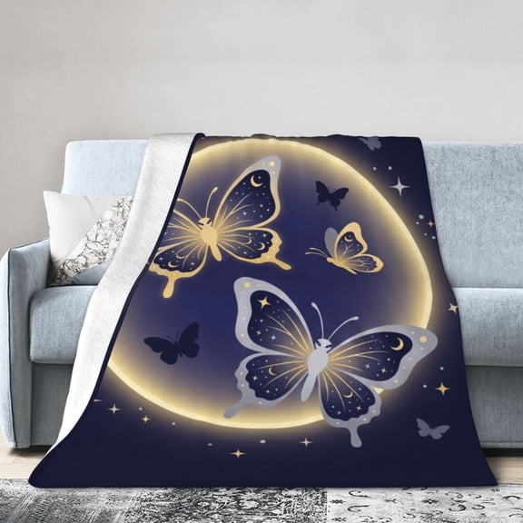Butterfly Blanket, Flannel Throw, Warm Cozy All Season Blanket for Sofa, Couch, Chairs and Bed 50x40