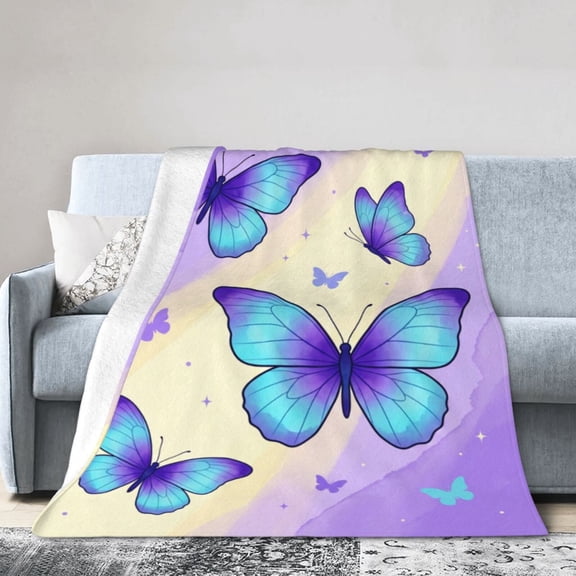 Butterfly Blanket, Flannel Throw, Warm Cozy All Season Blanket for Sofa, Couch, Chairs and Bed 50x40