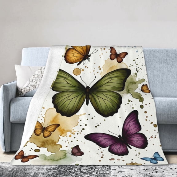 Butterfly Blanket, Flannel Throw, Warm Cozy All Season Blanket for Sofa, Couch, Chairs and Bed 50x40