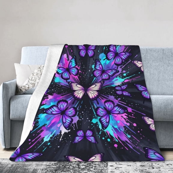 Butterfly Blanket, Flannel Throw, Warm Cozy All Season Blanket for Sofa, Couch, Chairs and Bed 50x40
