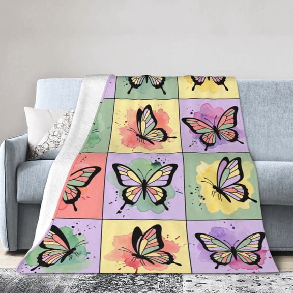 Butterfly Blanket, Flannel Throw, Warm Cozy All Season Blanket for Sofa, Couch, Chairs and Bed 50x40