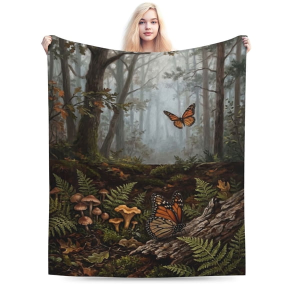 Butterfly Blanket Floral Ultra Soft Flannel Fleece Throw Birthday Gift Bedding Warm Cozy Fuzzy Gift Cabin Blanket for Bed Sofa 50x40