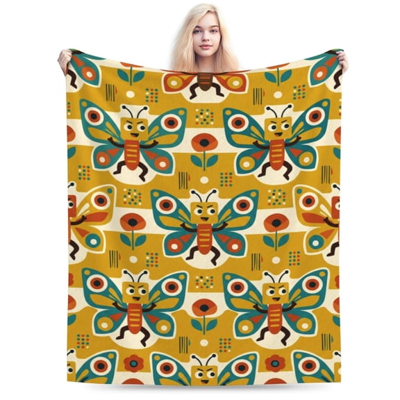 Butterfly Blanket Floral Ultra Soft Flannel Fleece Throw Birthday Gift Bedding Warm Cozy Fuzzy Gift Cabin Blanket for Bed Sofa 50x40
