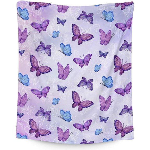 Butterfly Blanket Gift - 40x50 Inches Cute Blankets for Girls & Women - Colorful Soft Fuzzy Throw for Couch, Sofa