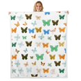 thumbnail image 1 of Butterfly Blanket French Style Romantic Themed Throw Blanket Colorful Butterflies Fleece Blanket Rustic Farmhouse Fuzzy Blanket Glitter Butterfly Sherpa Blanket 50"x60", 1 of 6