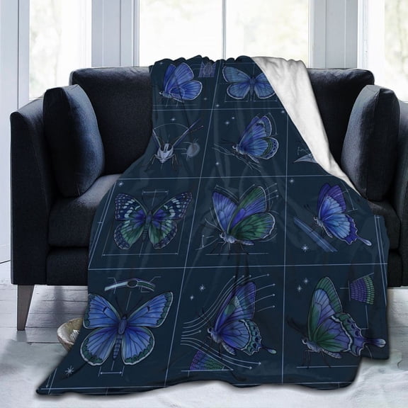 Butterfly Blanket, Soft Cozy Flannel Fleece Throw Blanket, Butterfly Gifts, Lightweight Warm Couch Blanket for Sofa, Office, Travel, All Seasons 50x40