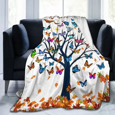 Butterfly Blanket Soft Lightweight Cartoon Throw Blankets Bedding for Bed Sofa Couch Chair Travel Bedroom Decor Gifts