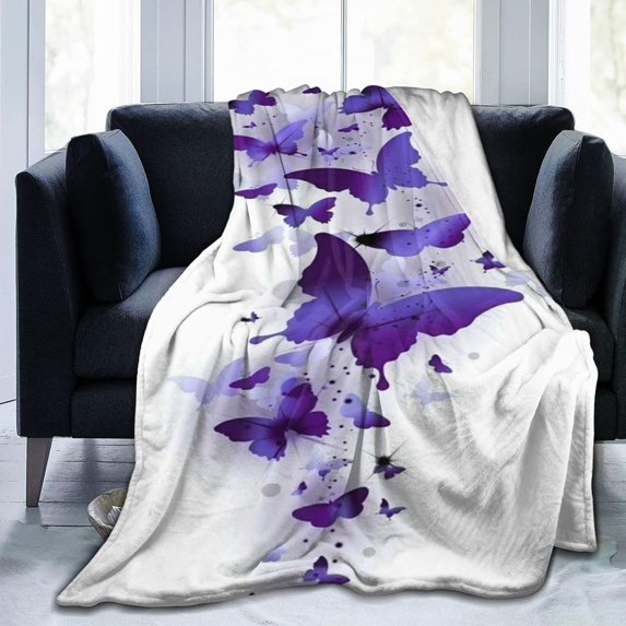 Butterfly Blanket Super Soft Extra Large Throw Blanket Twin Blankets, Purple Butterflies Blanket Birthday Gifts for Women, Butterfly Esthetician Gifts 80"X 60"