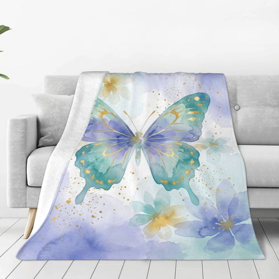 Butterfly Blanket for Women, Butterfly Flannel Blanket, Super Soft Cozy Lightweight Throw Blanket for Couch, Sofa, Bed, All Season Home Decor Gift 50x40