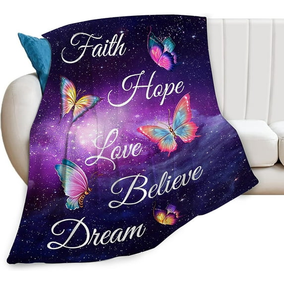 Butterfly Blanket for Women Girls Soft Warm Purple Butterfly Stuff Decor Fleece Throw Blanket Plush Cozy Butterfly Animal Lightweight Flannel Gifts Blankets for Kids Adults 50"X40"