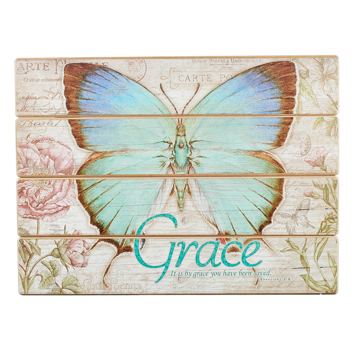 Butterfly Blessings 'Grace' Wall Plaque - Ephesians 2:8 - image 1 of 4