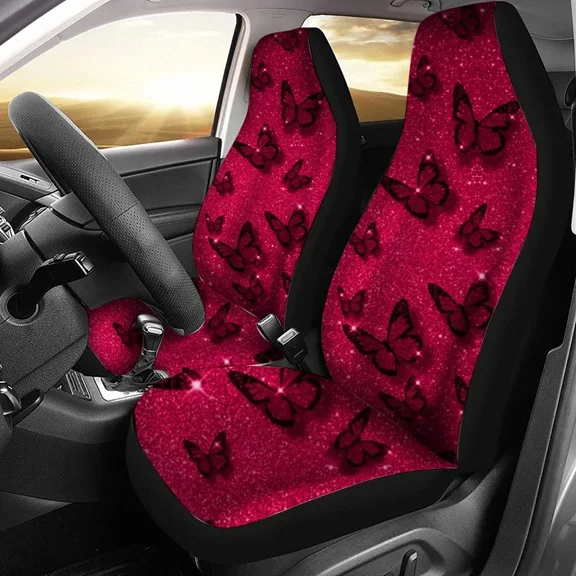 Butterfly Bling Pattern Car Seat Cover Fits Most Car Interior Accessories Set of 2 Universal Front Seat Cover
