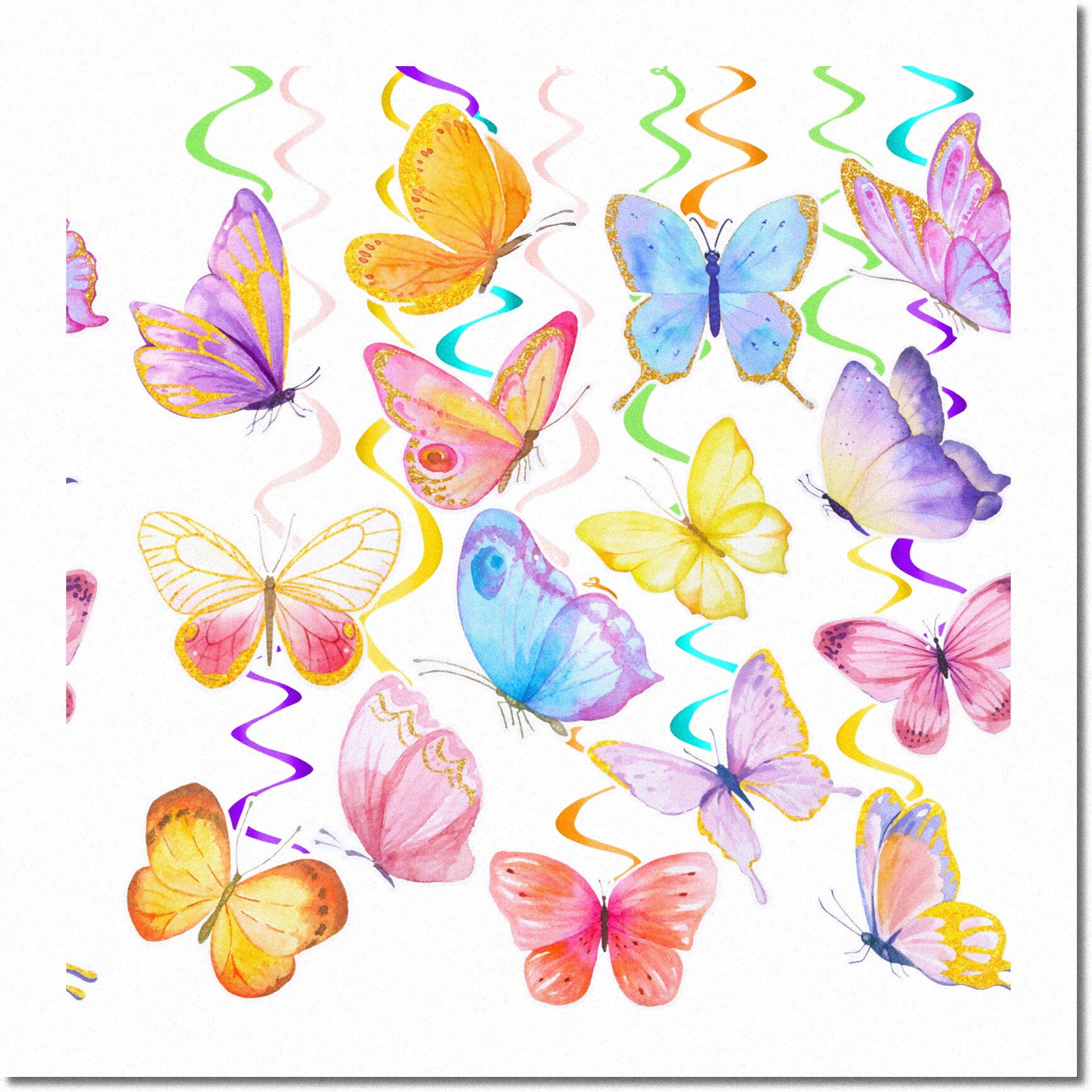 Butterfly Bliss 18Piece Colorful Hanging Swirls for Spring/Summer