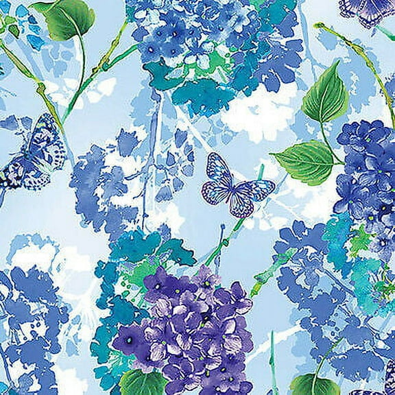 Butterfly Bliss Floral Garden Sky Blue by Benartex by the yard